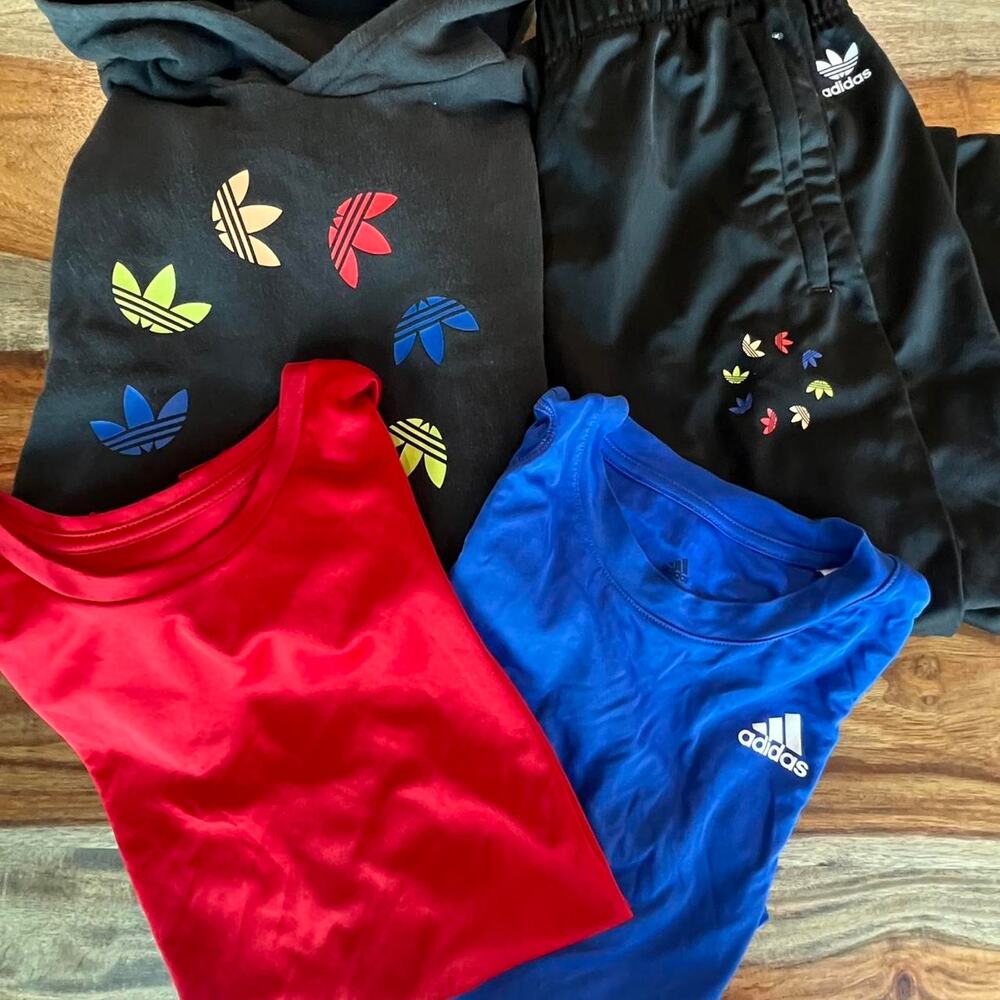Adidas kids 3-Piece Bundle Size Large 14/16: black tracksuit & 2 tops
